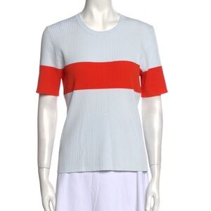 Tory Burch Women's Ribbed Knit Top - Red and White